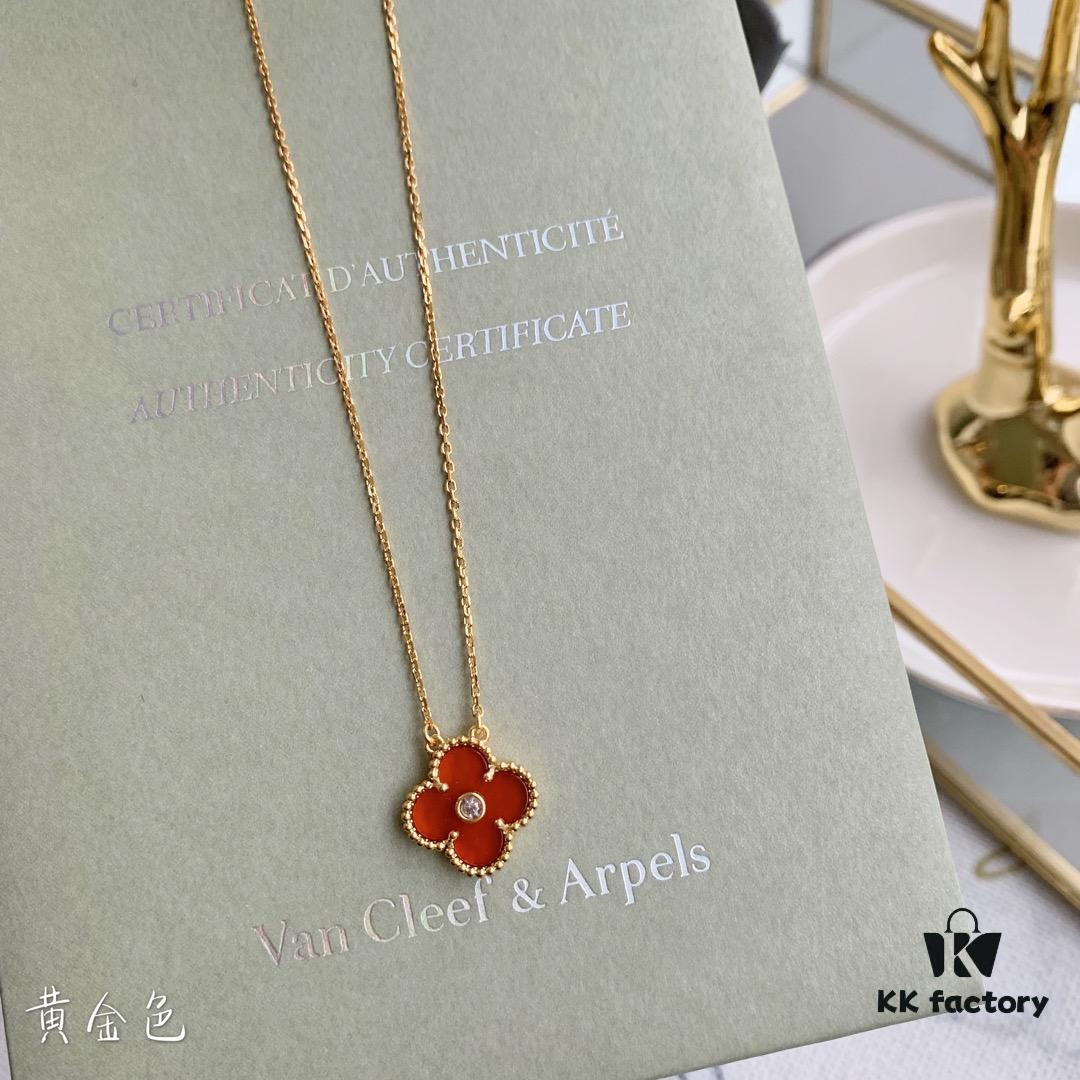 692fbfaa99f2d84055c88080 Christmas Gift 🎁 Van Cleef & Arpels Alhambra Clover Necklace with Natural Black Onyx, Red Jasper, Mother of Pearl, and Malachite in Rose Gold, Yellow Gold, and White Gold Plated 925 Sterling Silver