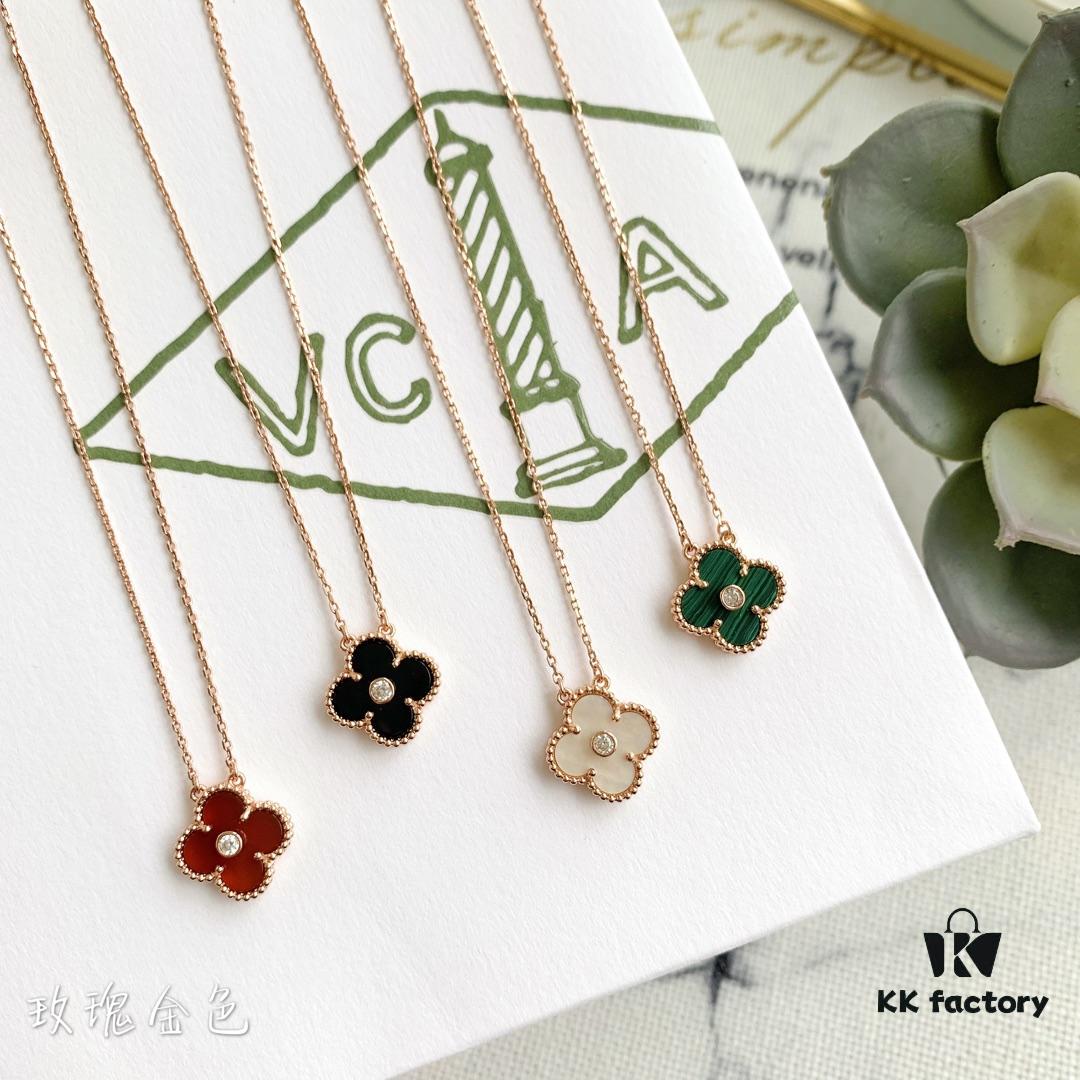 692fbfad99f2d84055c88083 🎄Christmas Gift 🎁 Van Cleef & Arpels Alhambra Clover Necklace with Natural Black Onyx, Red Jasper, White Mother-of-Pearl, and Malachite in Rose Gold, Yellow Gold, and White Gold Plated 925 Sterling Silver from Germany