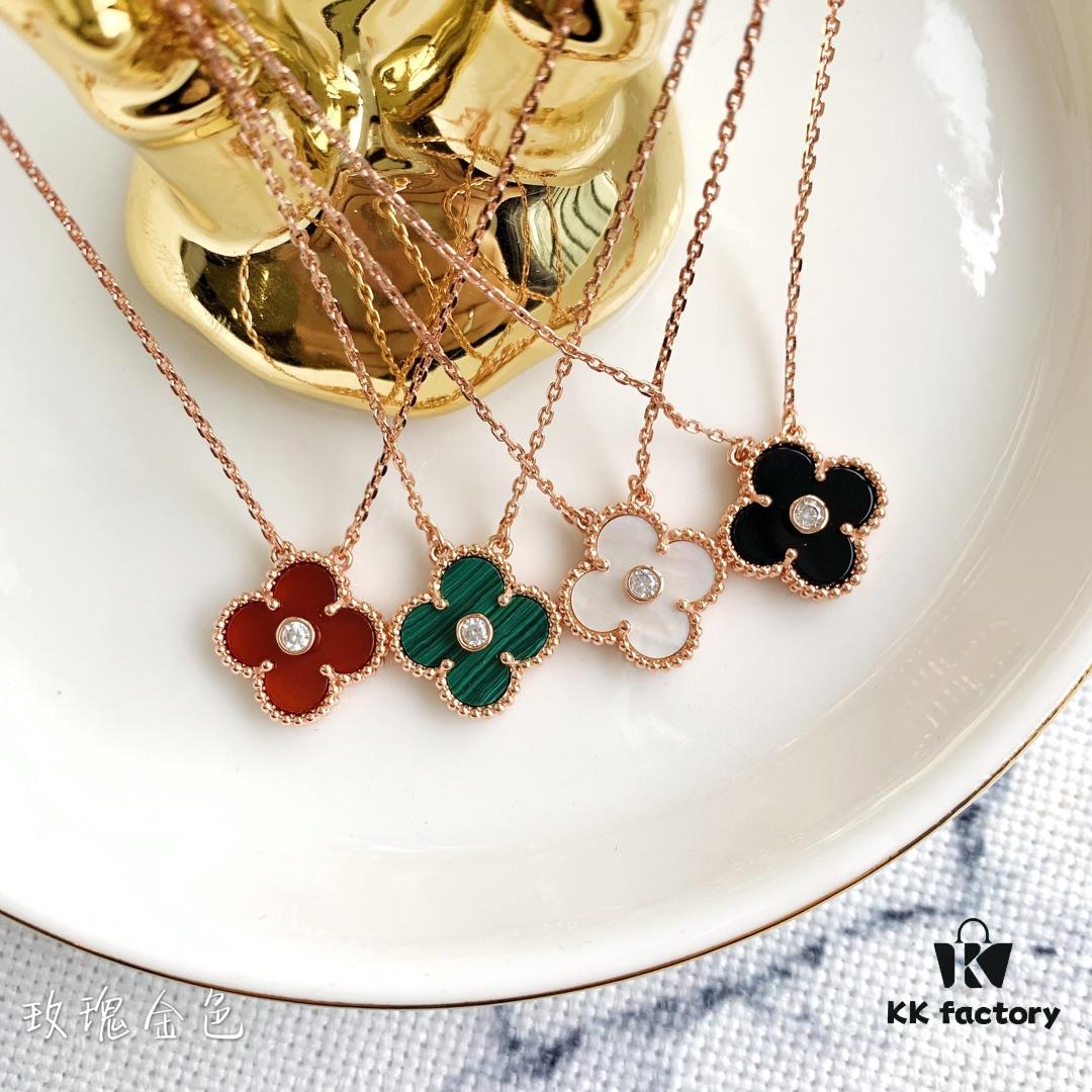 692fbfb099f2d84055c88086 🎄Christmas Gift 🎁 Van Cleef & Arpels Alhambra Clover Necklace with Natural Black Onyx, Red Jasper, White Mother-of-Pearl, and Malachite in Rose Gold, Yellow Gold, and White Gold Plated 925 Sterling Silver from Germany