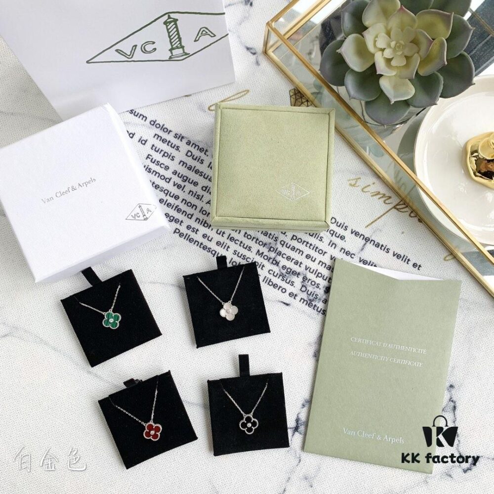 692fbfb599f2d84055c8808e Christmas Gift 🎄 Van Cleef & Arpels Alhambra Clover Necklace with Natural Black Onyx, Red Jasper, White Mother-of-Pearl, and Malachite in 925 Sterling Silver (Imported from Germany), Available in Rose Gold, Yellow Gold, and White Gold Plating
