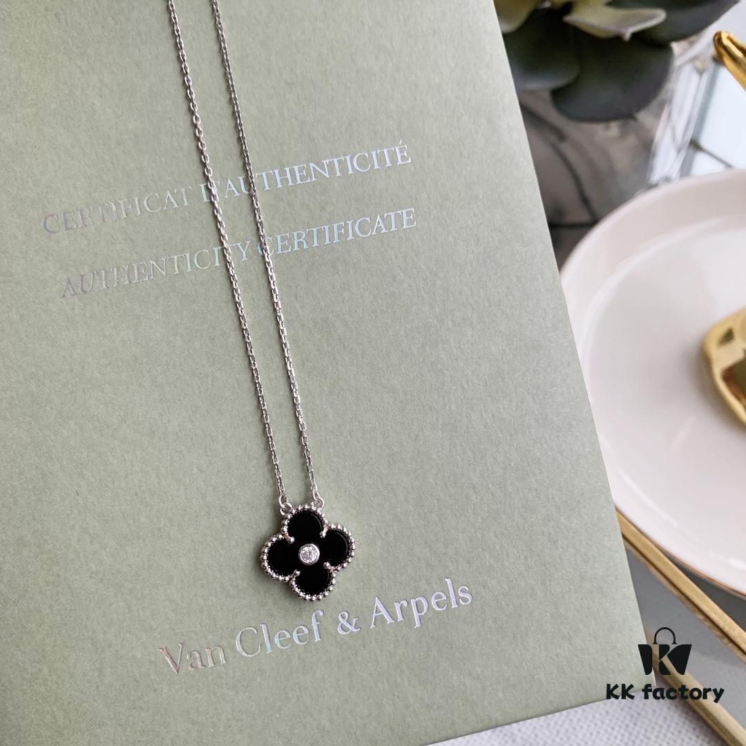 692fbfb999f2d84055c88093 Christmas Gift 🎄 Van Cleef & Arpels Alhambra Clover Necklace with Natural Black Onyx, Red Jasper, White Mother-of-Pearl, and Malachite in 925 Sterling Silver (Imported from Germany), Available in Rose Gold, Yellow Gold, and White Gold Plating
