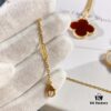 692fbfc999f2d84055c880ab VCA Van Cleef & Arpels Large Four-Leaf Clover Necklace, Sweater Chain – Four Colors Available: Natural Malachite, Red Carnelian, Black Onyx, and White Mother of Pearl