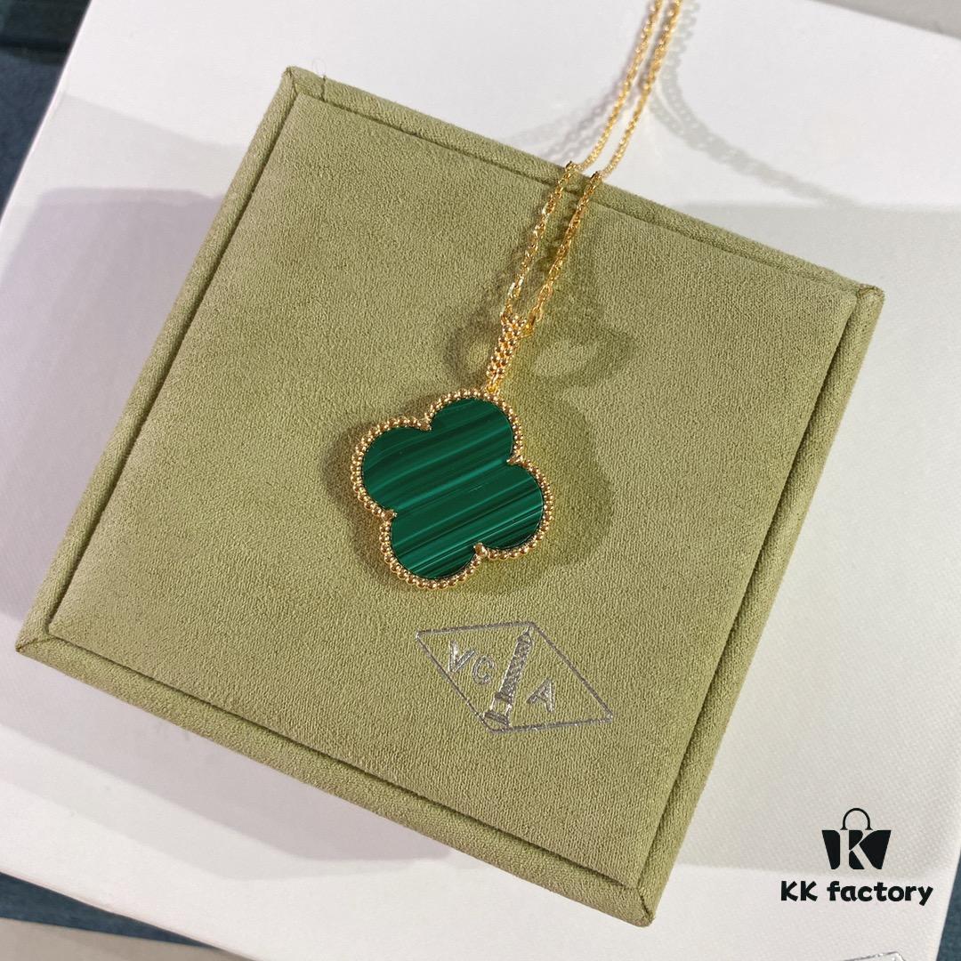 692fbfca99f2d84055c880ac VCA Van Cleef & Arpels Large Four-Leaf Clover Necklace, Sweater Chain – Four Colors Available: Natural Malachite, Red Carnelian, Black Onyx, and White Mother of Pearl