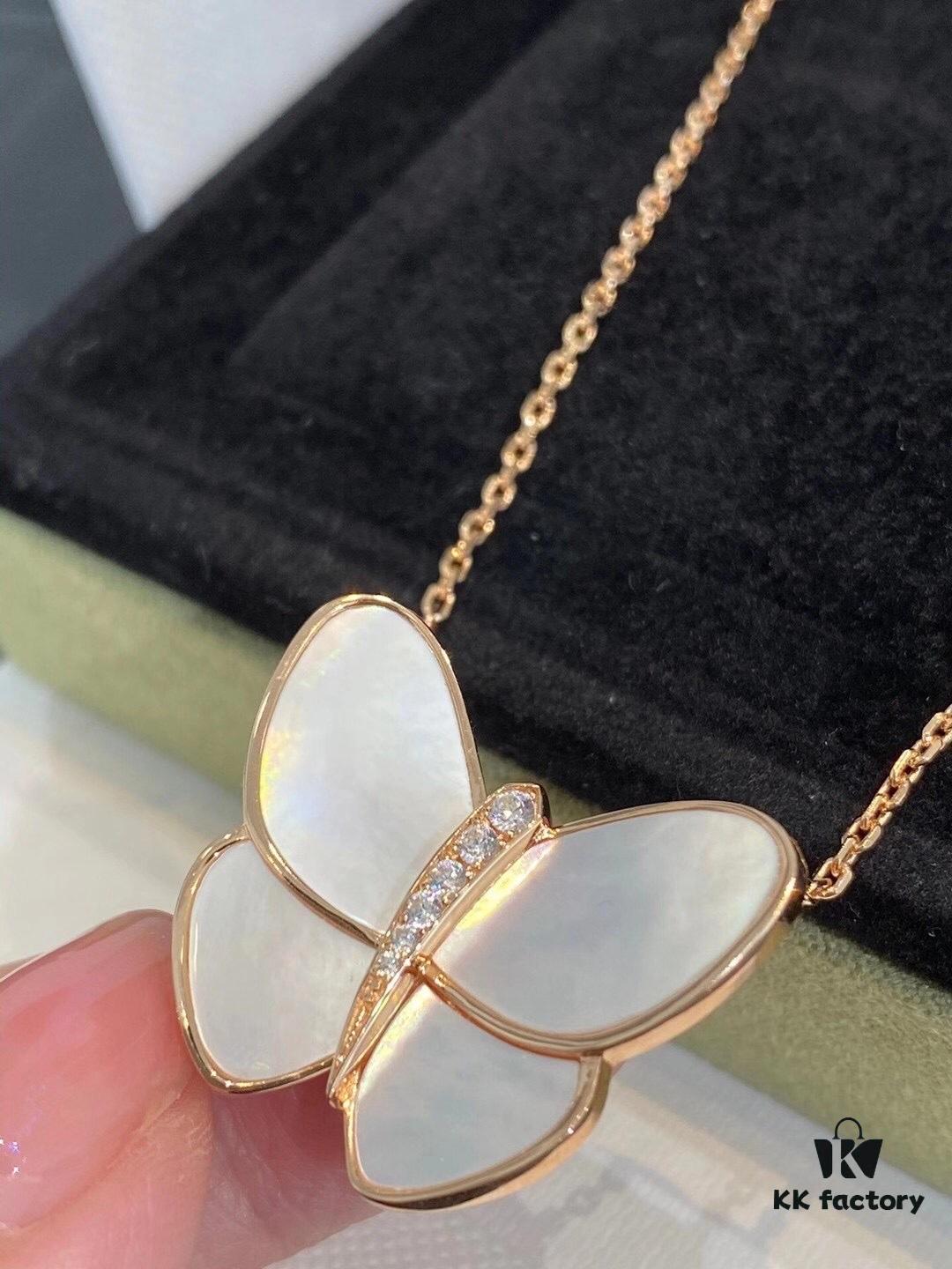 692fbfdc99f2d84055c880c5 Clover VCA Large Butterfly Necklace with Mother-of-Pearl and Hand-Set Diamonds in Sterling Silver