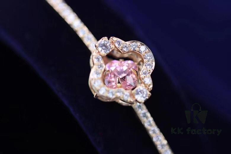 692fbfdf99f2d84055c880cc Swarovski Pink Crystal Clover with Dancing Heart Bracelet
