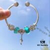 692fbfe499f2d84055c880d3 Pandora Mint Heart Key New Arrival! Mint Night-Glow Glass, Sparkling Daisy Bead, Full Diamond Clover Clasp, Heart Key Pendant, S925 Silver
