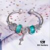 692fbfe699f2d84055c880d7 Pandora Mint Heart Key New Arrival! Mint Night-Glow Glass, Sparkling Daisy Bead, Full Diamond Clover Clasp, Heart Key Pendant, S925 Silver