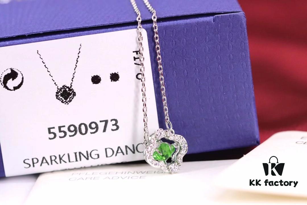 692fbfeb99f2d84055c880de New Arrival💗 Wang Yibo Cover Edition Swarovski Green Dancing Crystal Clover Single Diamond Set