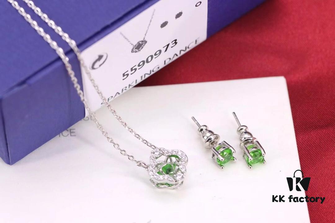 692fbfed99f2d84055c880e1 New Arrival💗 Wang Yibo Cover Edition Swarovski Green Dancing Crystal Clover Single Diamond Set