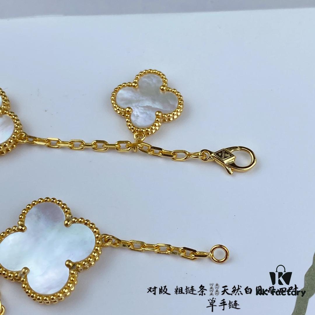 Newly Upgraded Version 1:1 High-End Custom 925 Sterling Silver VCA Five-Petal Clover Bracelet Limited Edition