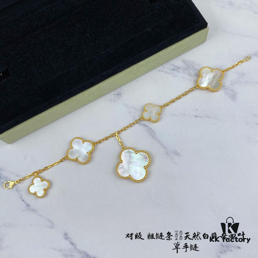 Newly Upgraded Version 1:1 High-End Custom 925 Sterling Silver VCA Five-Petal Clover Bracelet Limited Edition