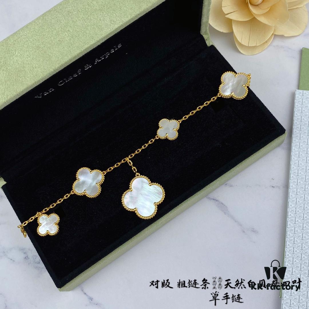 Newly Upgraded Version 1:1 High-End Custom 925 Sterling Silver VCA Five-Petal Clover Bracelet Limited Edition