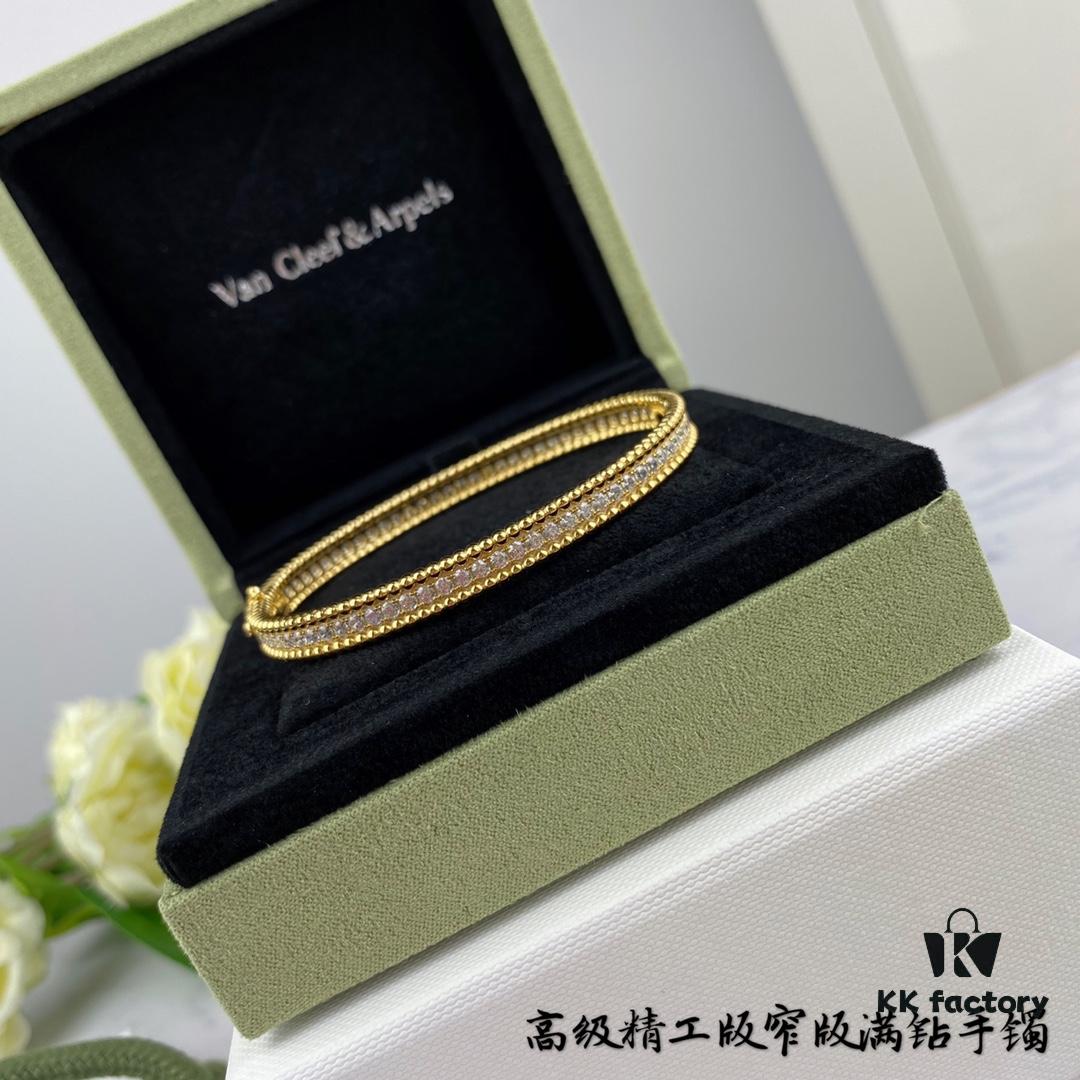 692fc00c99f2d84055c88116 New High-End Custom VCA Van Cleef & Arpels Beaded Full Diamond Narrow Bracelet