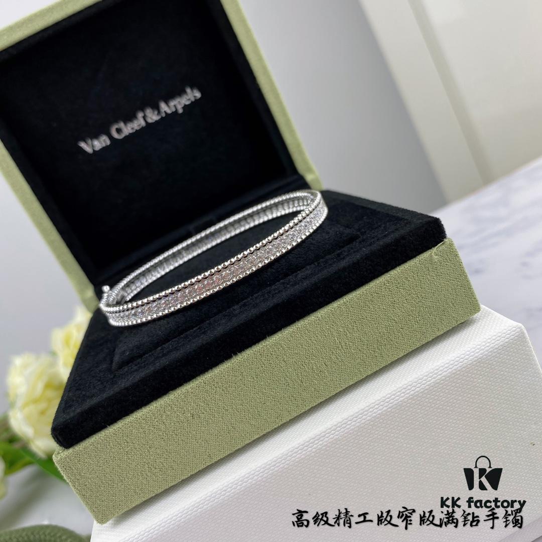 692fc00d99f2d84055c88117 New High-End Custom VCA Van Cleef & Arpels Beaded Full Diamond Narrow Bracelet