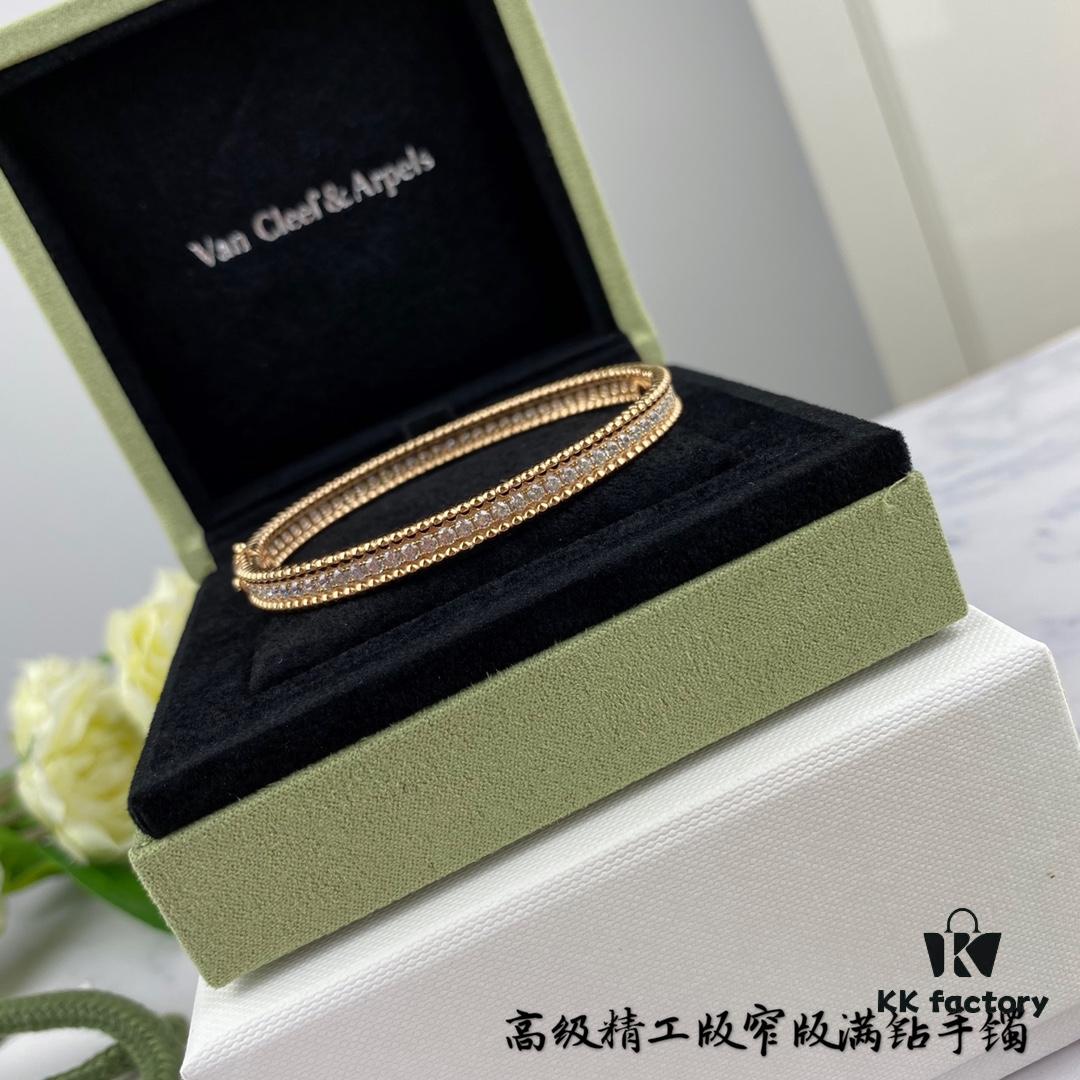 692fc00d99f2d84055c88118 New High-End Custom VCA Van Cleef & Arpels Beaded Full Diamond Narrow Bracelet