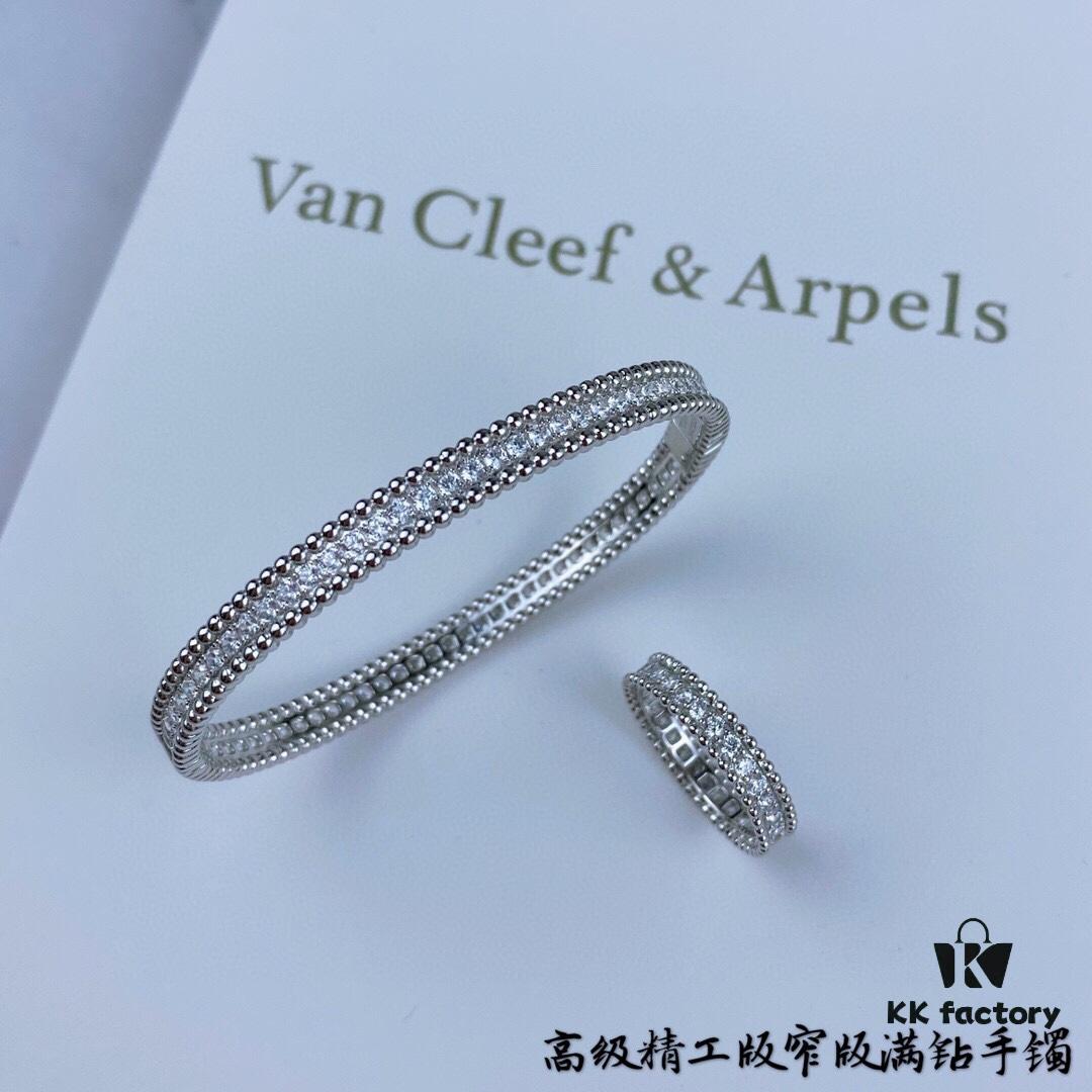 692fc00e99f2d84055c8811b New High-End Custom VCA Van Cleef & Arpels Beaded Full Diamond Narrow Bracelet