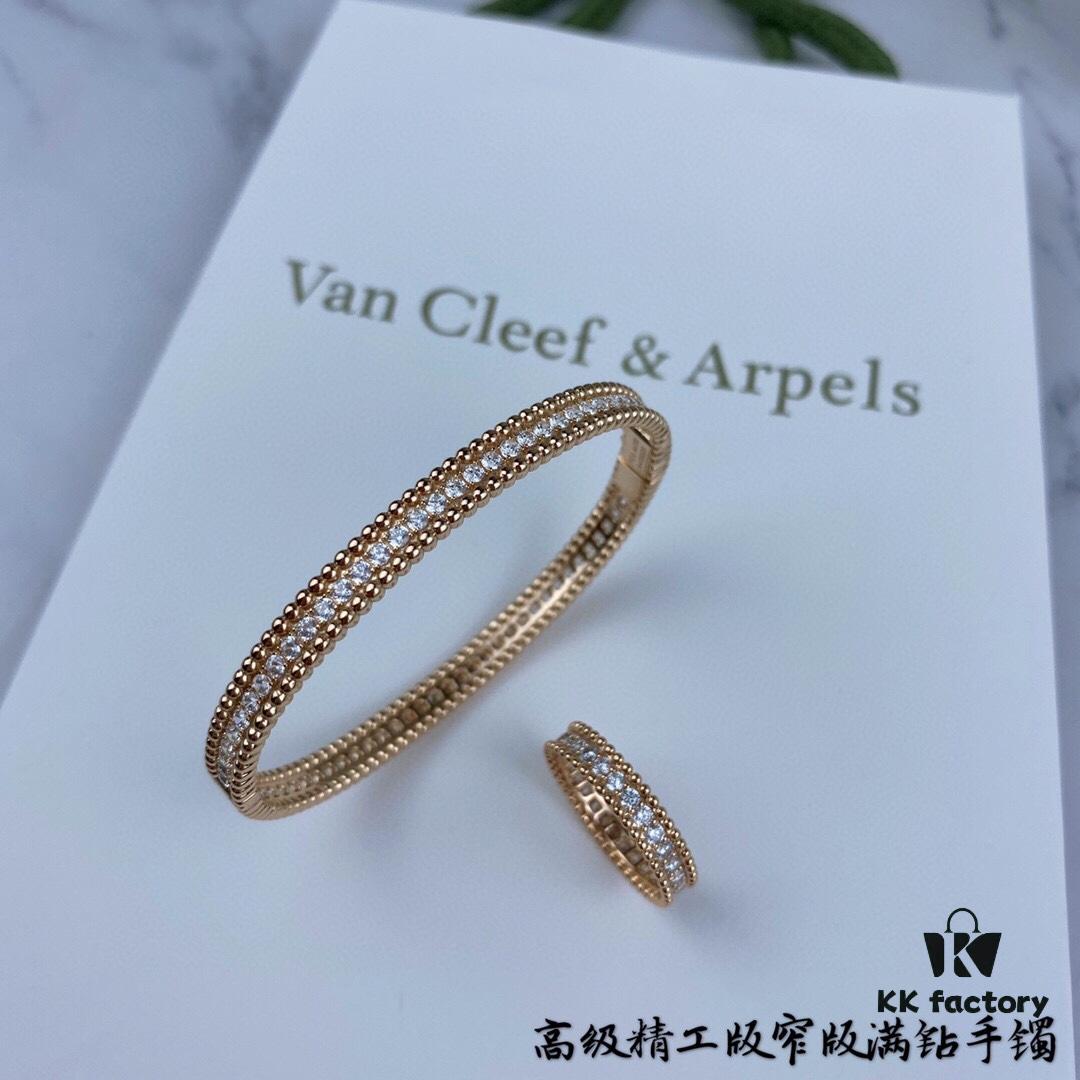 692fc00f99f2d84055c8811d New High-End Custom VCA Van Cleef & Arpels Beaded Full Diamond Narrow Bracelet