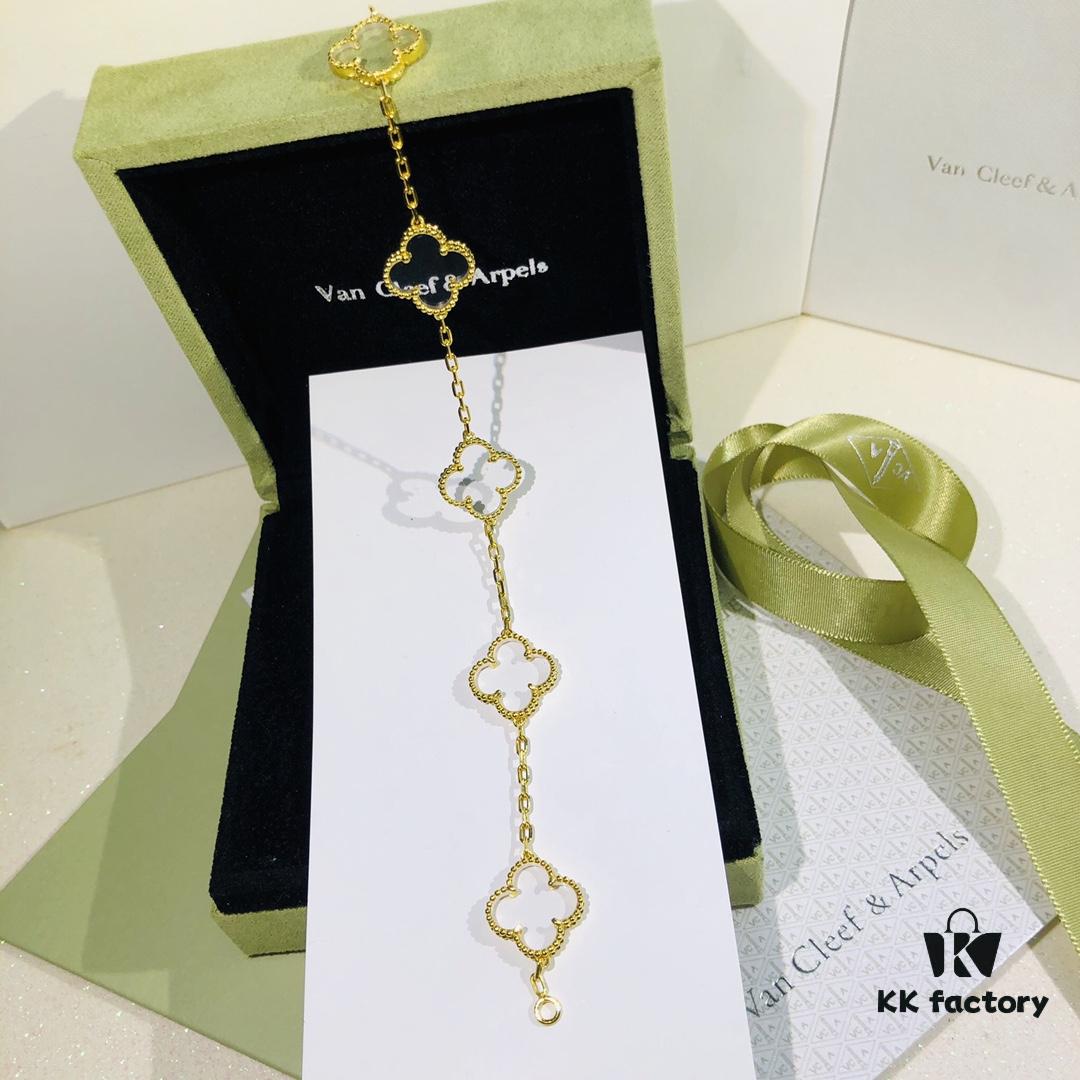 692fc01199f2d84055c8811f New Arrival Transparent White Shell Heart ❗️ Gold-Tone Chain. Authentic Purchased Genuine Item, Original Rhombus Clasp ❗️ Highest Quality Van Cleef & Arpels VCA Alhambra Clover 🍀 Five Motif Bracelet Made of High-End Custom 925 Sterling Silver with Thick Gold Plating, High-Definition Engraving, Latest Store Model with Authentic Rhombus ◇ Clasp