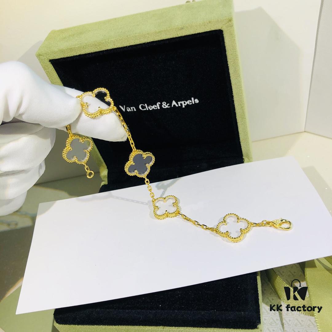 692fc01299f2d84055c88122 New Arrival Transparent White Shell Heart ❗️ Gold-Tone Chain. Authentic Purchased Genuine Item, Original Rhombus Clasp ❗️ Highest Quality Van Cleef & Arpels VCA Alhambra Clover 🍀 Five Motif Bracelet Made of High-End Custom 925 Sterling Silver with Thick Gold Plating, High-Definition Engraving, Latest Store Model with Authentic Rhombus ◇ Clasp