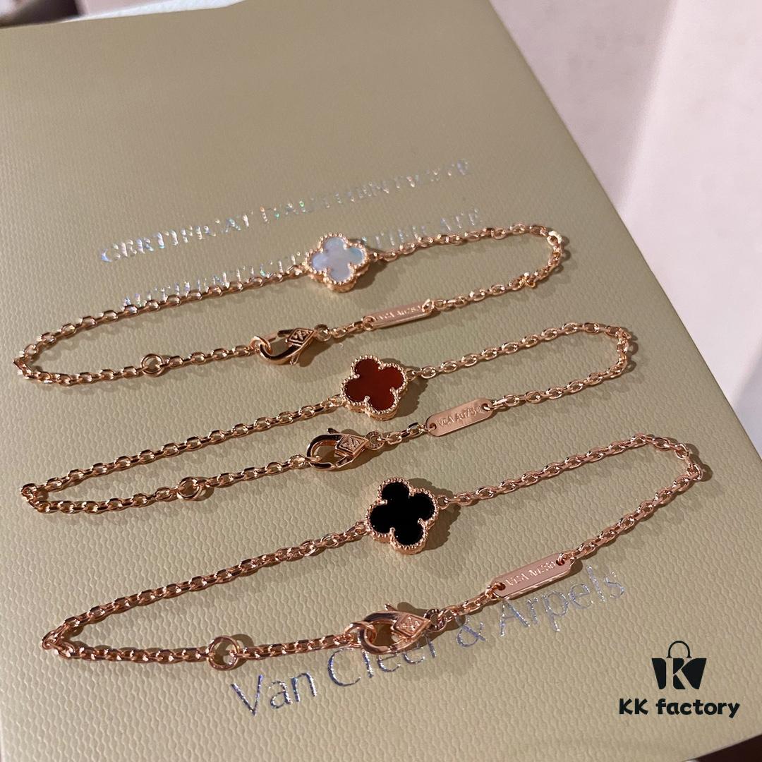VCA Counter Version Classic Small 9mm Four-Leaf Clover Sterling Silver 925 Bracelet