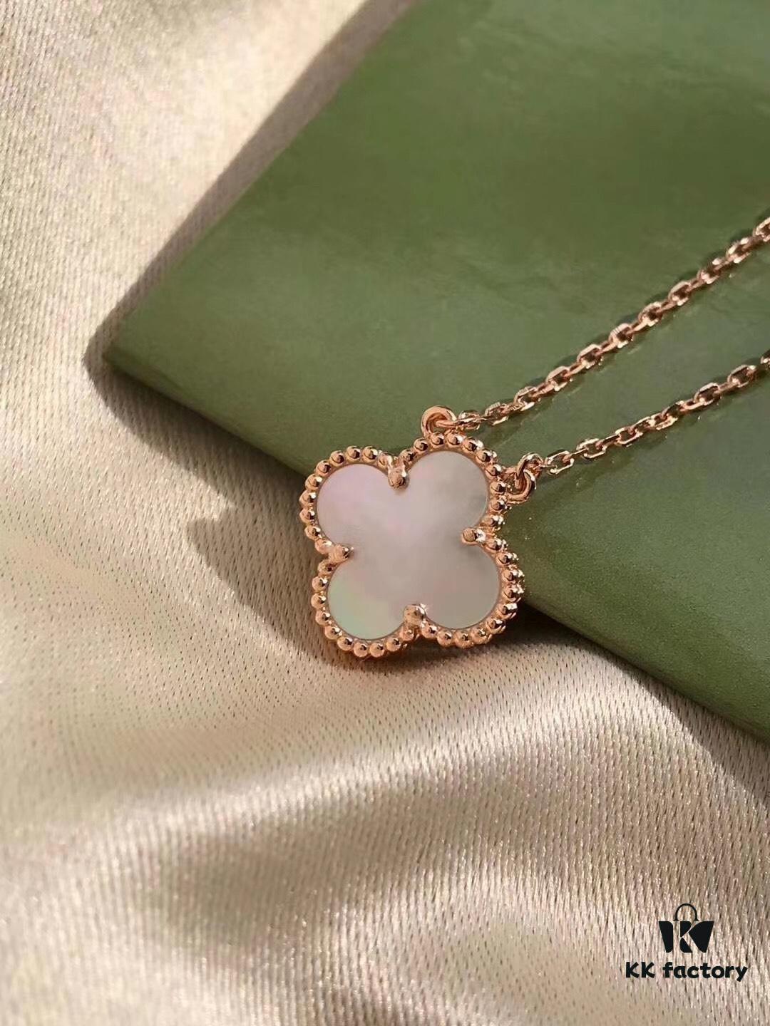 692fc01a99f2d84055c88131 Van Cleef & Arpels VCA Single Flower Pearl Mother-of-Pearl Necklace in Silver Plated with Gold