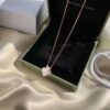 692fc01a99f2d84055c88132 Van Cleef & Arpels VCA Single Flower Pearl Mother-of-Pearl Necklace in Silver Plated with Gold