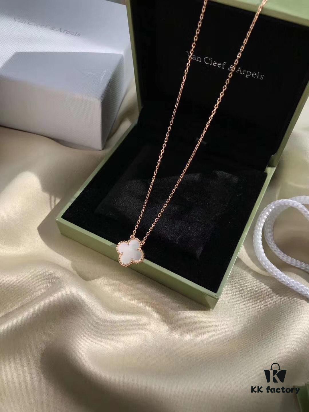 692fc01a99f2d84055c88132 Van Cleef & Arpels VCA Single Flower Pearl Mother-of-Pearl Necklace in Silver Plated with Gold