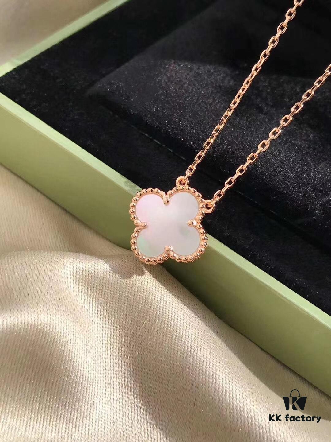 692fc01c99f2d84055c88135 Van Cleef & Arpels VCA Single Flower Pearl Mother-of-Pearl Necklace in Silver Plated with Gold