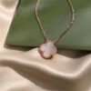 692fc01c99f2d84055c88136 Van Cleef & Arpels VCA Single Flower Pearl Mother-of-Pearl Necklace in Silver Plated with Gold
