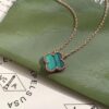 692fc01d99f2d84055c88138 Van Cleef & Arpels VCA Single Flower Green Malachite Necklace (Silver Plated with K-Gold)