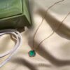 692fc01f99f2d84055c8813a Van Cleef & Arpels VCA Single Flower Green Malachite Necklace (Silver Plated with K-Gold)