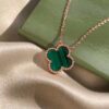 692fc02199f2d84055c8813d Van Cleef & Arpels VCA Single Flower Green Malachite Necklace (Silver Plated with K-Gold)