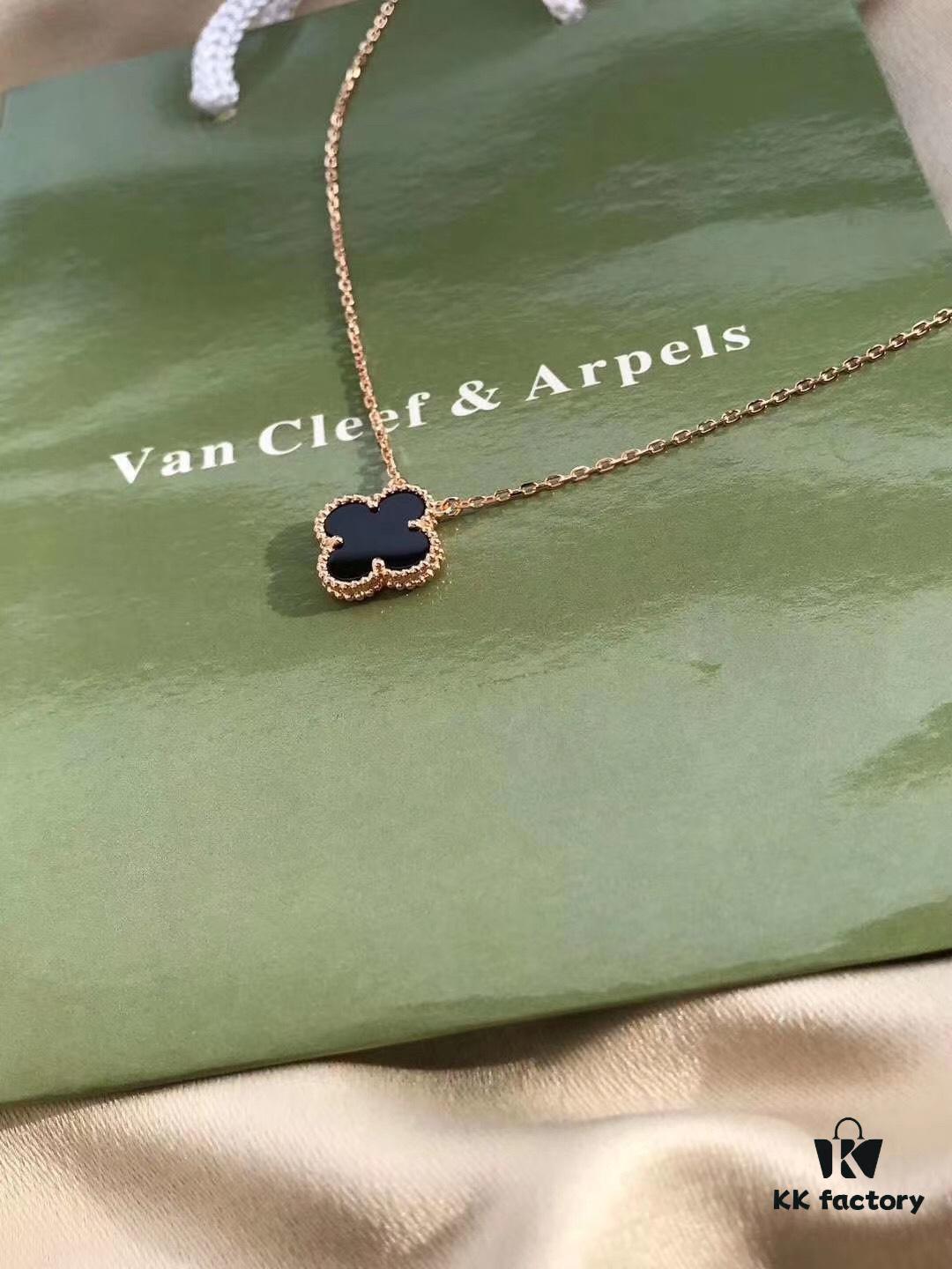 692fc02299f2d84055c88141 Van Cleef & Arpels VCA Alhambra Black Onyx Necklace in Silver Plated with Gold