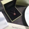 Van Cleef & Arpels VCA Single Flower Carnelian Necklace in Silver Plated with K-Gold