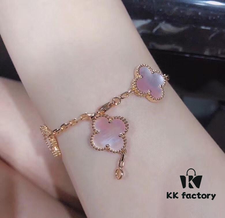 692fc04399f2d84055c88187 VCA Van Cleef & Arpels Natural Pink Mother-of-Pearl Five-Flower Bracelet