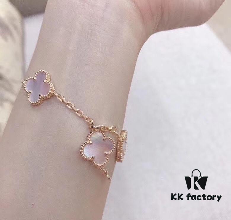 692fc04699f2d84055c8818b VCA Van Cleef & Arpels Natural Pink Mother-of-Pearl Five-Flower Bracelet