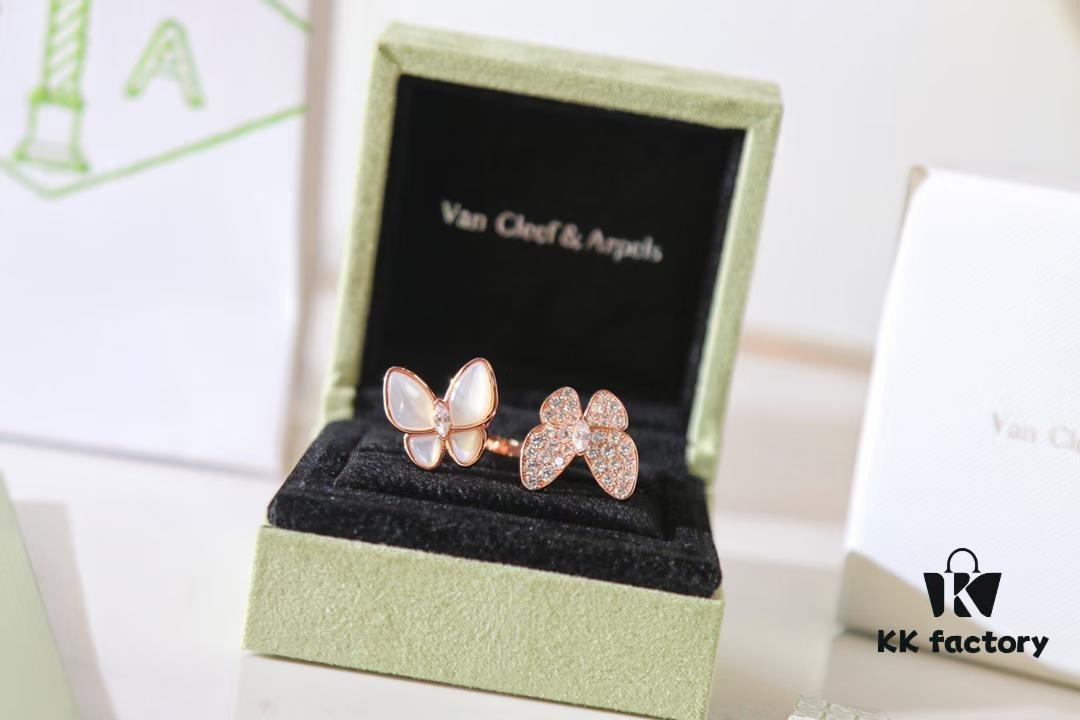 692fc06499f2d84055c881b9 Van Cleef & Arpels Two Butterfly Series Butterfly Mother-of-Pearl Full Diamond Ring