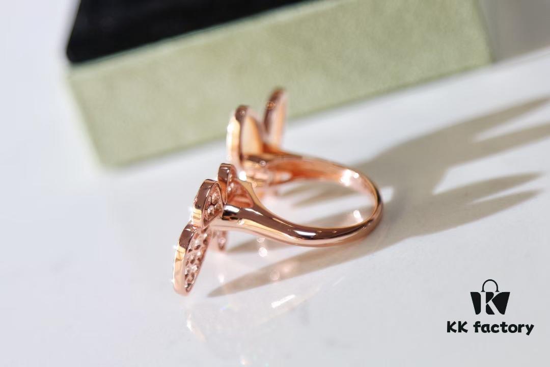 692fc06a99f2d84055c881c7 Van Cleef & Arpels Two Butterfly Series Butterfly Mother-of-Pearl Full Diamond Ring