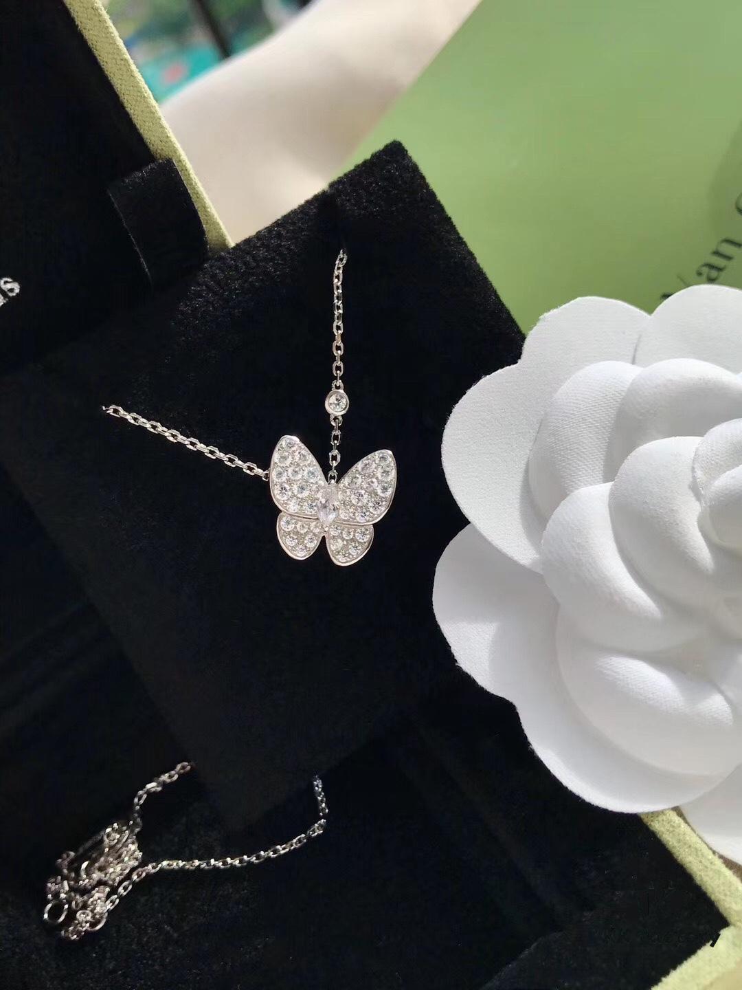 692fc08499f2d84055c881f0 Van Cleef & Arpels Two Butterfly Diamond Collar Necklace, S925 Silver with Hand-Set Brilliant Diamonds