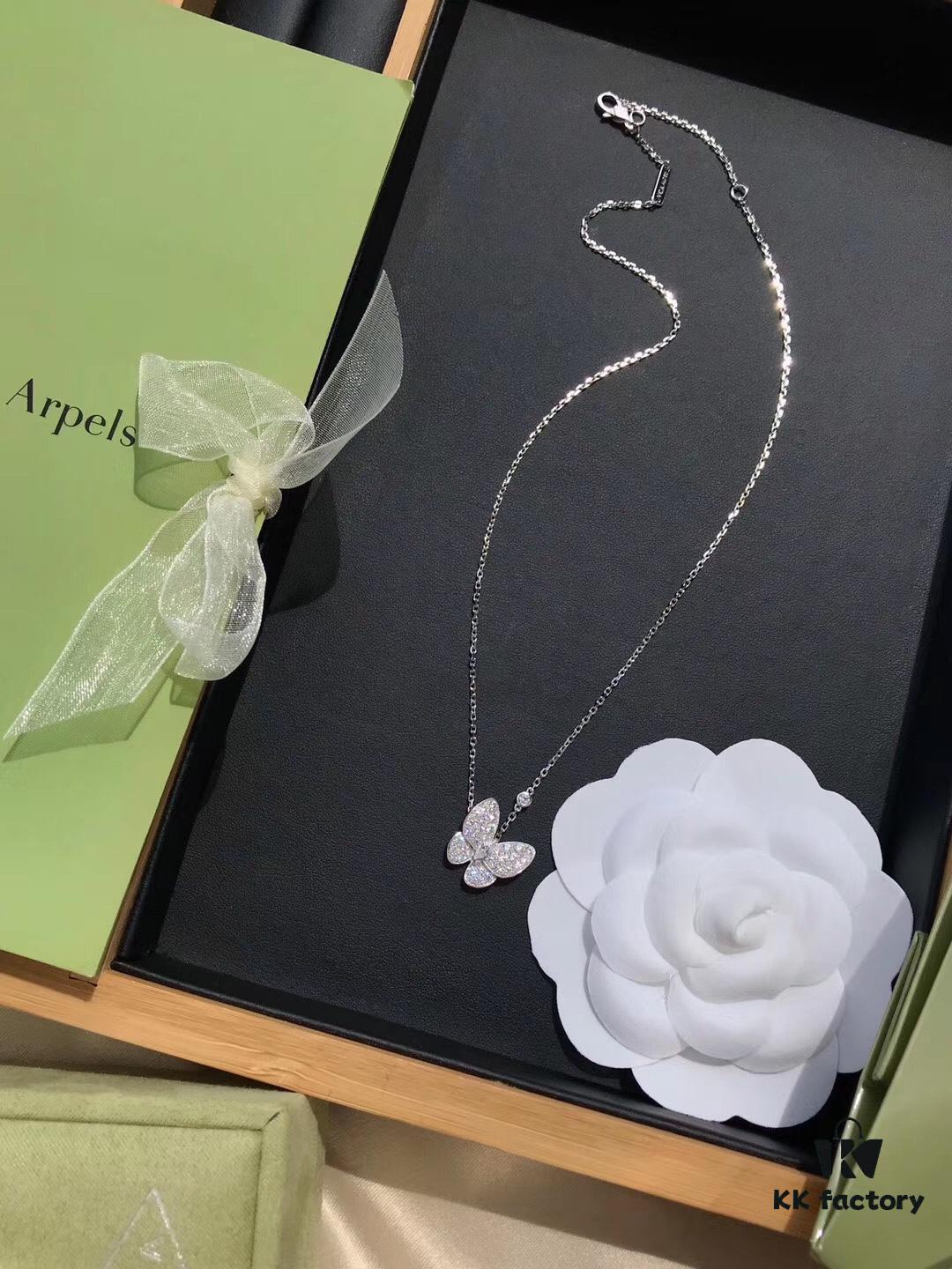 692fc08499f2d84055c881f1 Van Cleef & Arpels Two Butterfly Diamond Collar Necklace, S925 Silver with Hand-Set Brilliant Diamonds
