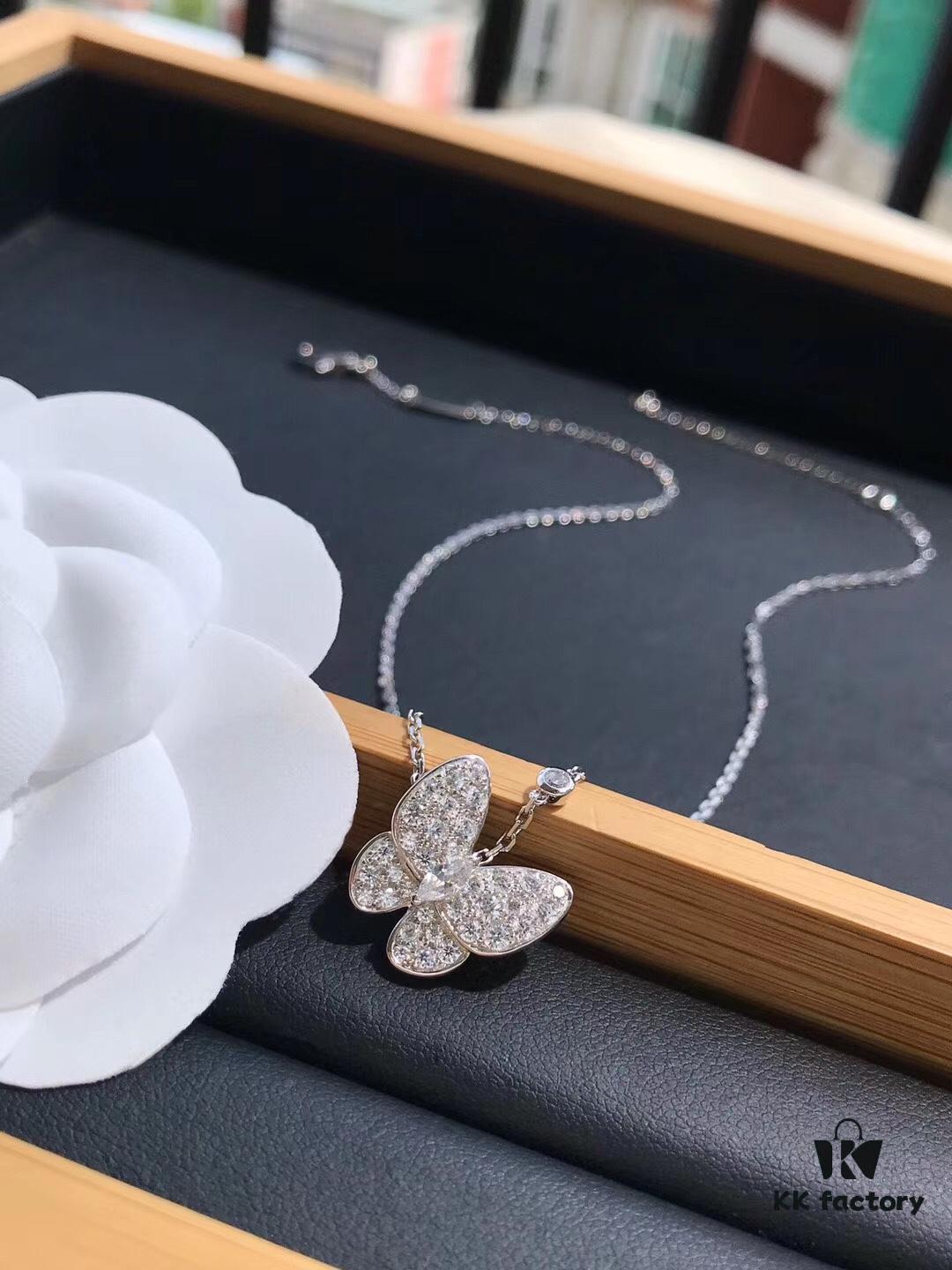 692fc08699f2d84055c881f4 Van Cleef & Arpels Two Butterfly Diamond Collar Necklace, S925 Silver with Hand-Set Brilliant Diamonds