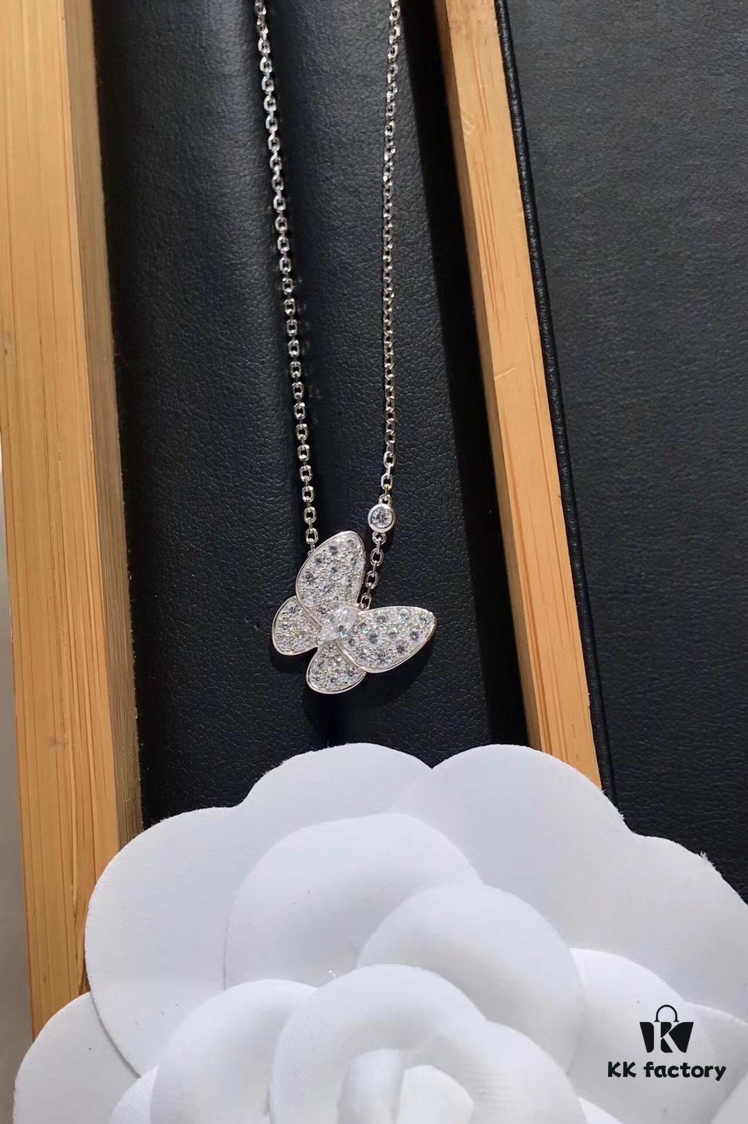 692fc08699f2d84055c881f5 Van Cleef & Arpels Two Butterfly Diamond Collar Necklace, S925 Silver with Hand-Set Brilliant Diamonds