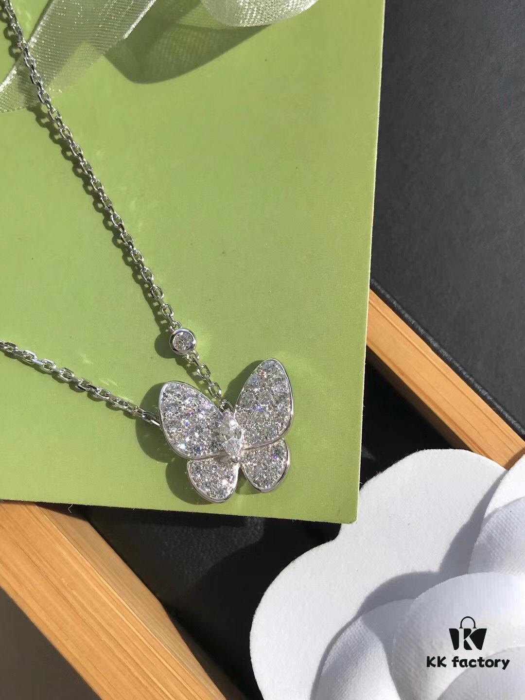 692fc08799f2d84055c881f6 Van Cleef & Arpels Two Butterfly Diamond Collar Necklace, S925 Silver with Hand-Set Brilliant Diamonds