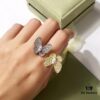 692fc08a99f2d84055c881fb VCA White Diamond Colored Diamond Two-Tone Butterfly Open Ring 💍 Adjustable One-Size, Gold-Plated Pure Copper Material with Dual-Tone Electroplating Technique