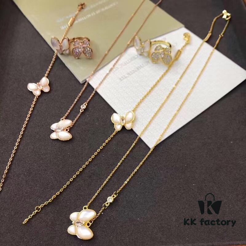 692fc08f99f2d84055c88202 VCA Van Cleef & Arpels Natural White Mother-of-Pearl Butterfly Necklace, Bracelet, Ring, Original Clasp, Authentic Logo, Available in Rose Gold and Yellow Gold