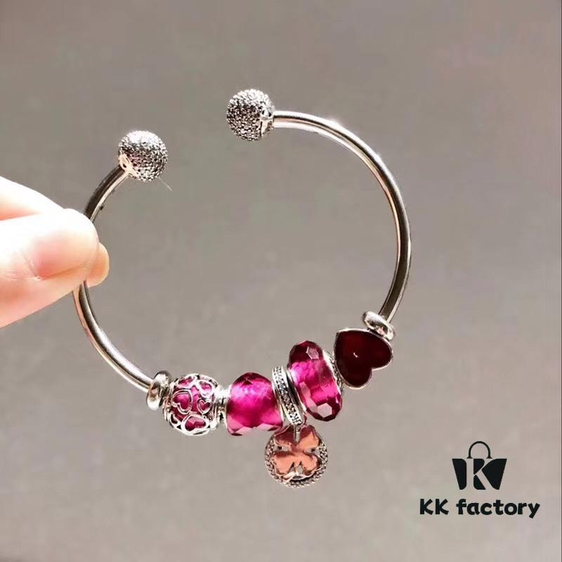 692fc0a099f2d84055c8821a Pandora Enamel Clover Pendant with Sparkling Diamond Bracelet in Passionate Rose Red - New Arrival