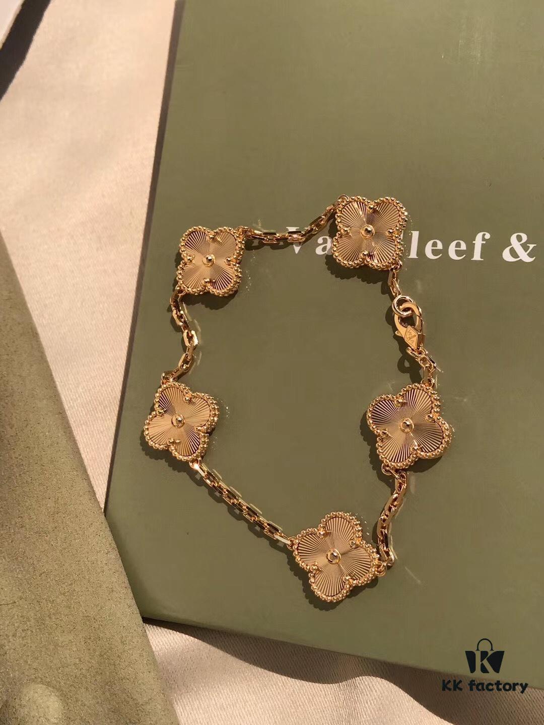 692fc0b299f2d84055c8822d Van Cleef & Arpels Vintage Alhambra Limited Edition Five-Flower Bracelet, S925 Silver with Thick 18K Gold Plating