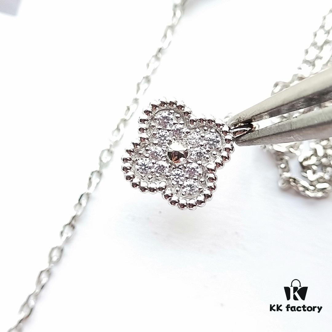 692fc0bc99f2d84055c88243 Mini Four-Leaf Clover Full Diamond Set, V Gold Plated Bracelet and Necklace with Single or Six Flowers