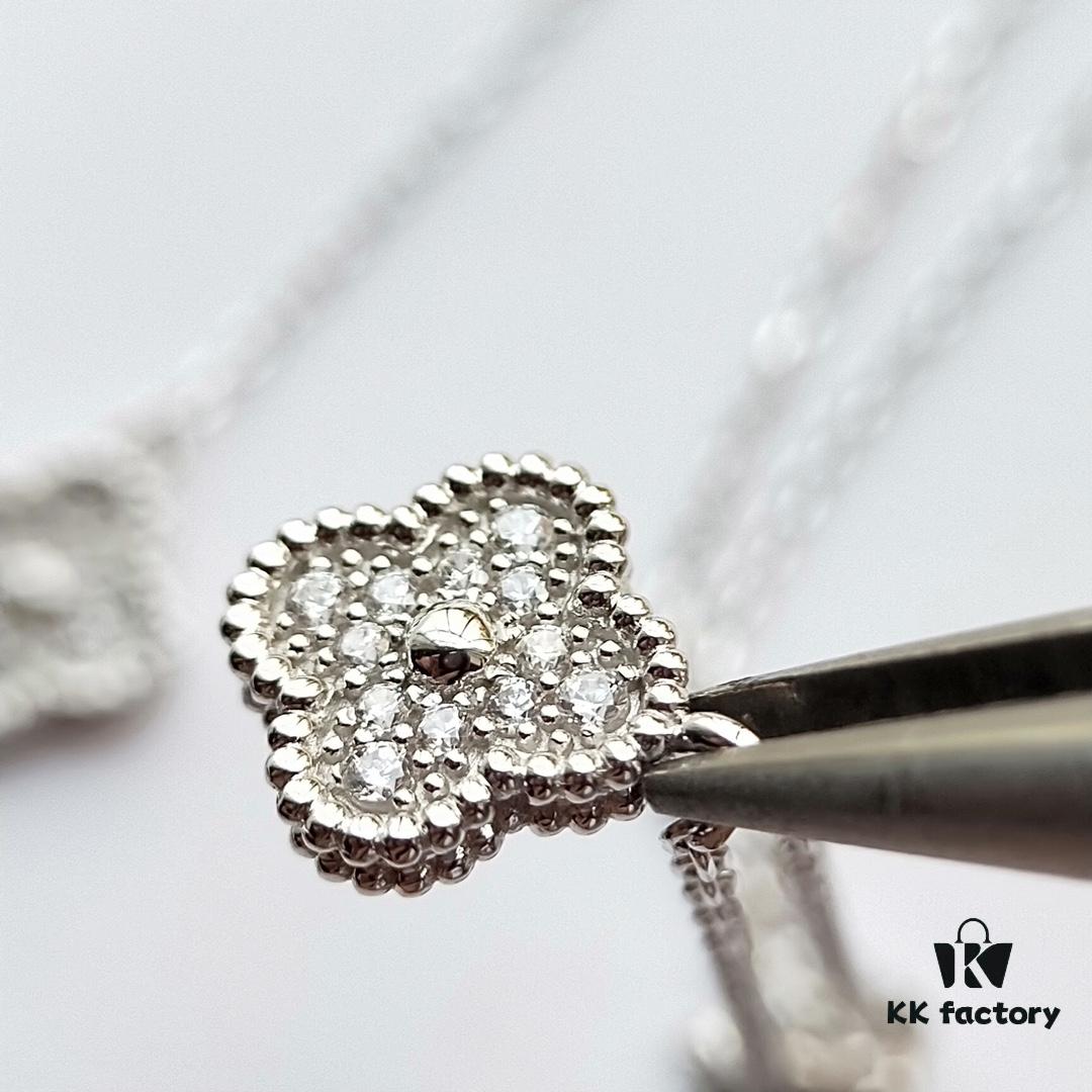 692fc0bd99f2d84055c88248 Mini Four-Leaf Clover Full Diamond Set, V Gold Plated Bracelet and Necklace with Single or Six Flowers