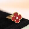 692fc0c299f2d84055c88251 In Stock Now! VC@ Clover Diamond Ring with Red Carnelian, Malachite, Black Onyx, and White Mother of Pearl